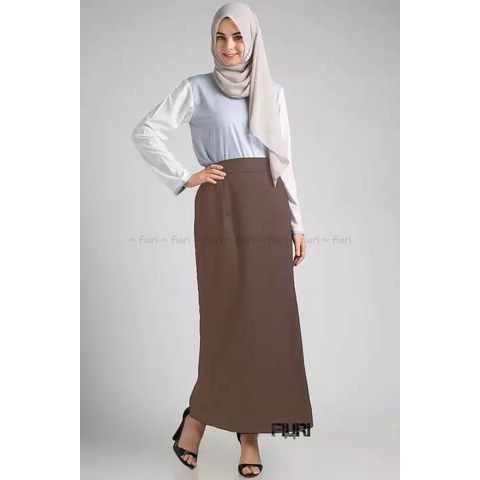 FIURI - Rok Kain Hitam Panjang Model A - Rok Kain Model A - A-Line Skrit - Rok Kerja Pelatihan Ospek Perawat Maba Mahasiswa Baru Muslimah Syari Murah Promo Diskon - Rok Dinas - Rok Putih Cokelat Coklat Abu Abu Hitam Besar Jumbo Big Size - Fashion Wanita-Coklat Tua
