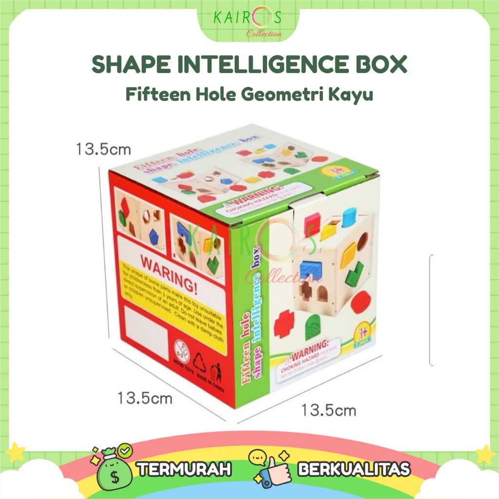 Wooden Shape Intelligence Box Mainan Puzzle Kayu Geometri Anak