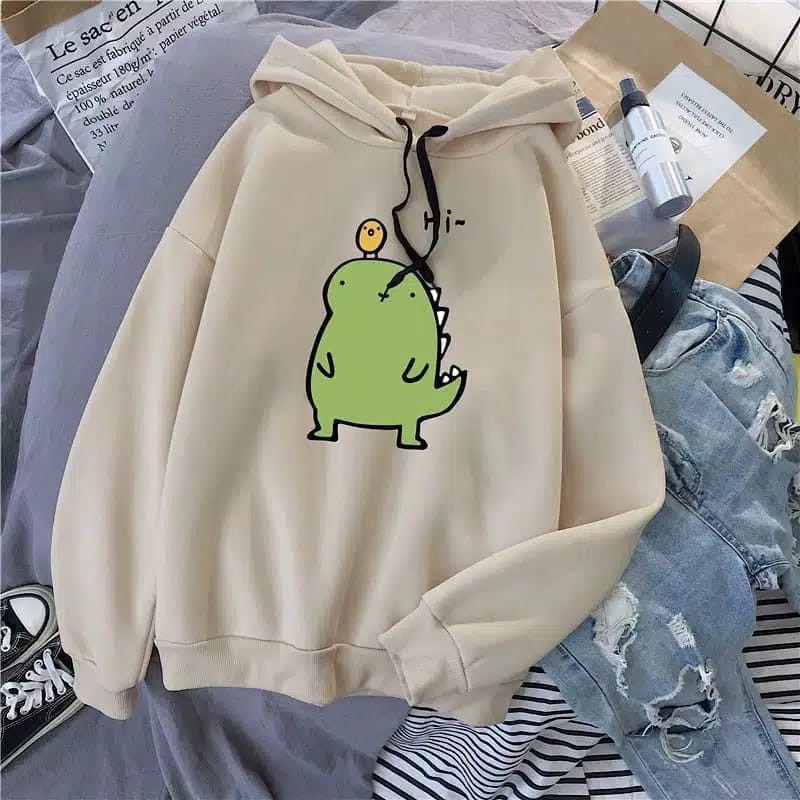 Cute Little Monster SWEATER HOODIE - SWEATER WANITA FLEECE ASLI