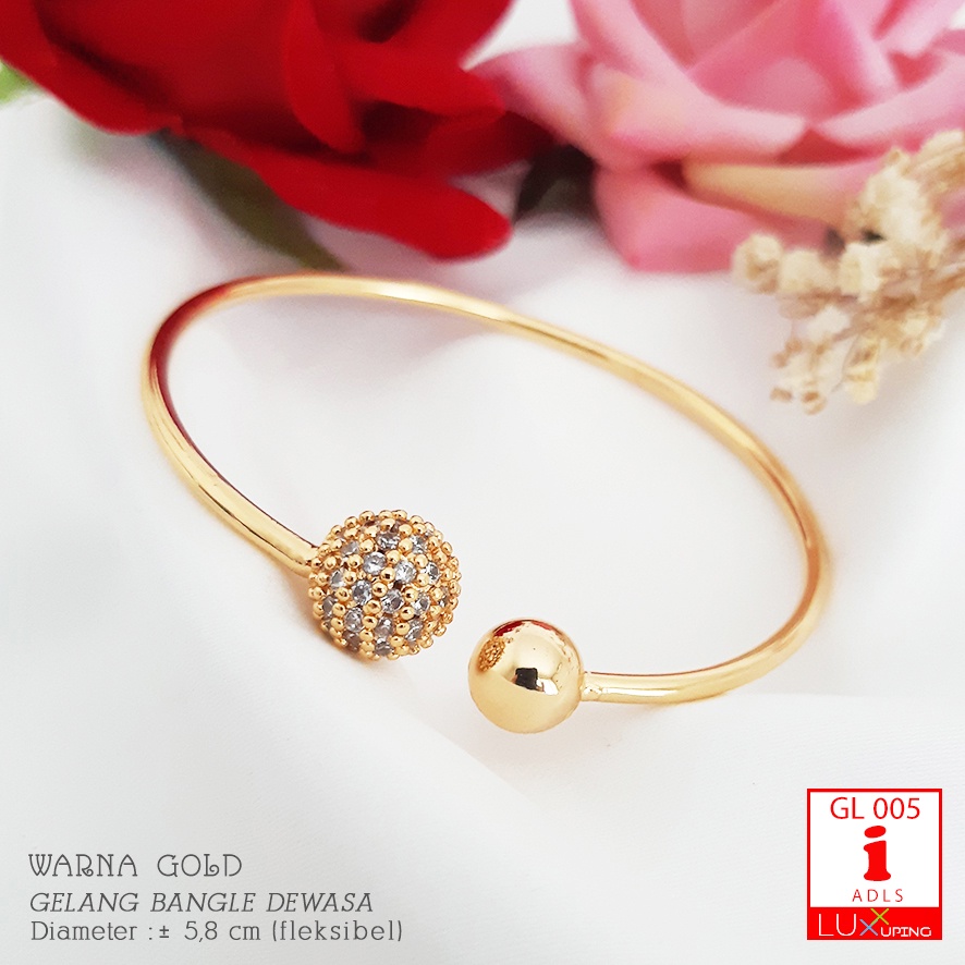 GL 005 GESER Gelang Bangle Dewasa Laris Perhiasan Set Xuping Lapis Emas Imitasi Gelang Bangkok Xuping Gelang Fleksiebl Bisa Dibesarkecilkan Gelang Big Size Gelang Jumbo Bisa dipakai Tangan Gemuk Besar Luxx Xuping-i. Pentol Mata