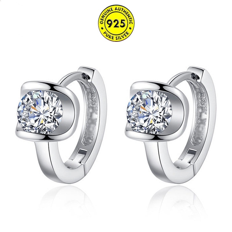 Anting Tusuk Bentuk Hati Bahan Sterling Silver 925 Anti Alergi Untuk Wanita