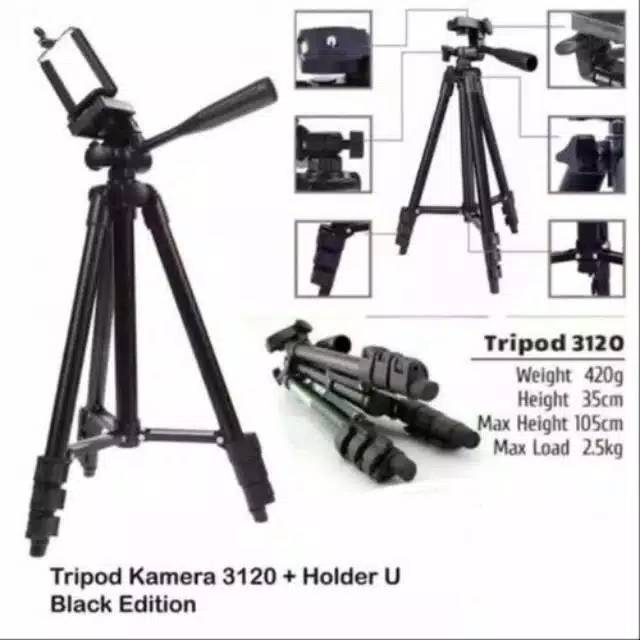 Tripod hp hitam 3120 black edition - tripod kamera 1M free holder-8