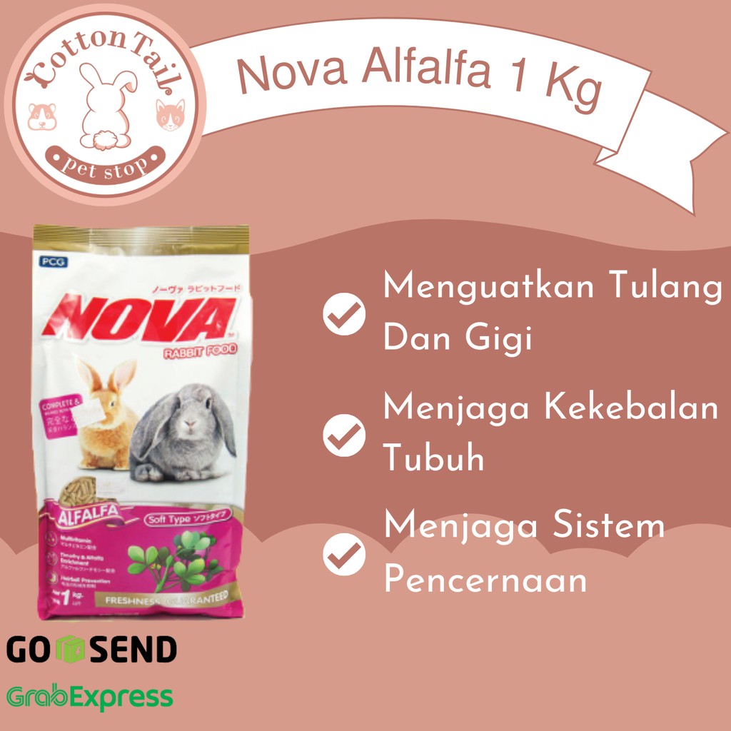 Pelet / makanan kelinci nova / nova rabbit food / NOVA ALFALFA PINK