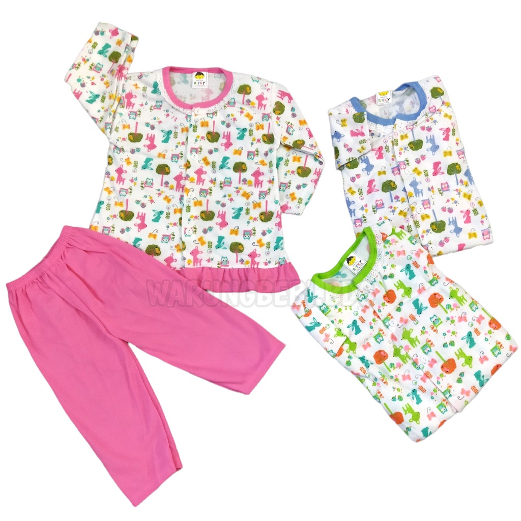 Rifky || 3 Pcs Set Anak Perempuan Motif Kelinci Renda (3-12 bulan)