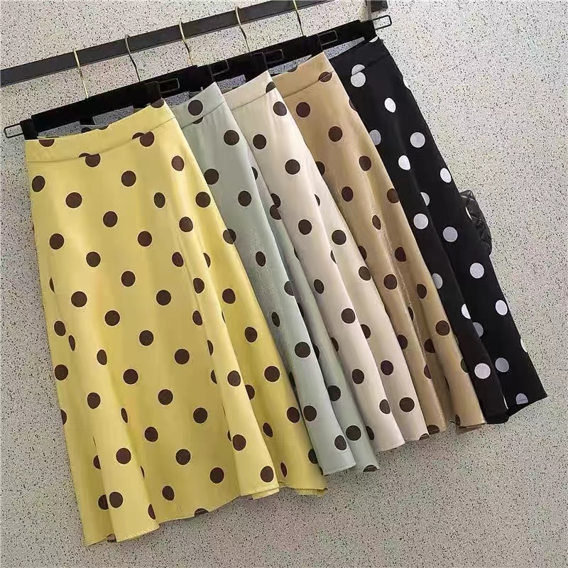 【SALE】Korean Midi Skirt Polka Vintage A-line  Rok Motif Polkadot 2167 (S/M/L)