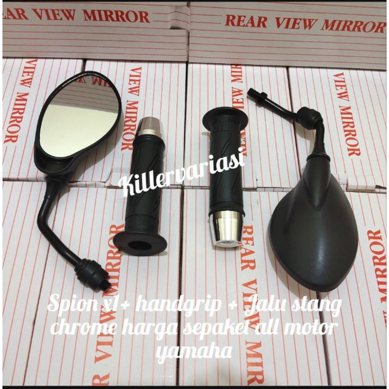 paket promo spion  x 1 125 + handgrip standar + Jalu stang chrome Mio Xeon Fino beat Vario Scoopy Nouvo Vixion Jupiter z Jupiter mx beat Scoopy Vario Supra kharisma dll