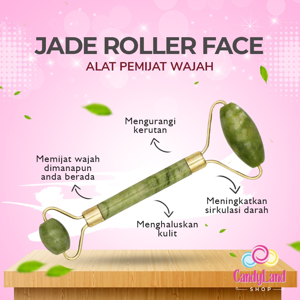 Alat Pijat Wajah Roller Terapi Pelancar Sirkulasi Darah Pengencang Muka Jade Face Roller Guasha