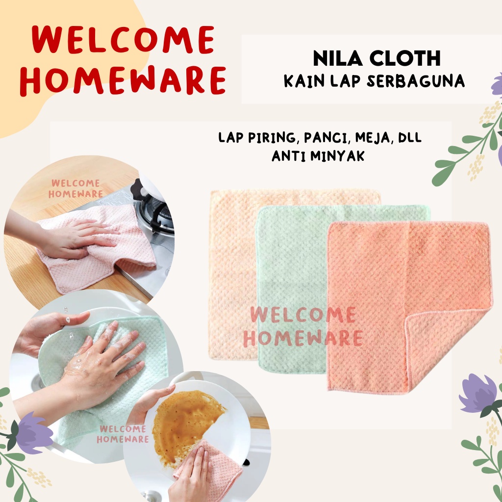 Nila Cloth Kain Lap Kecil Serbaguna Panci Meja Piring Dapur Jendela