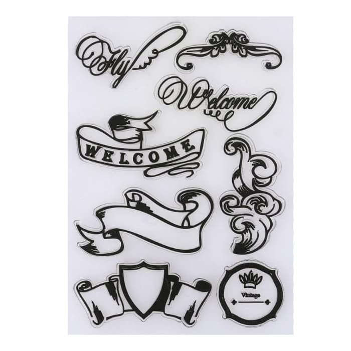 Clear Stamp (Stempel Transparan/Bening) - Welcome Banner Pattern