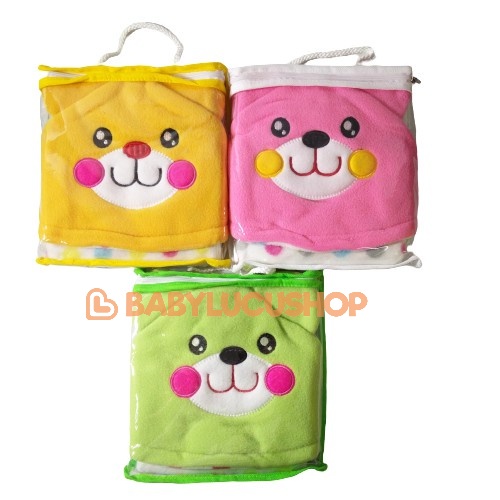 SELIMUT Bayi Fleece Karakter Animal POLKADOT BOBOKO l Selimut Topi Bayi