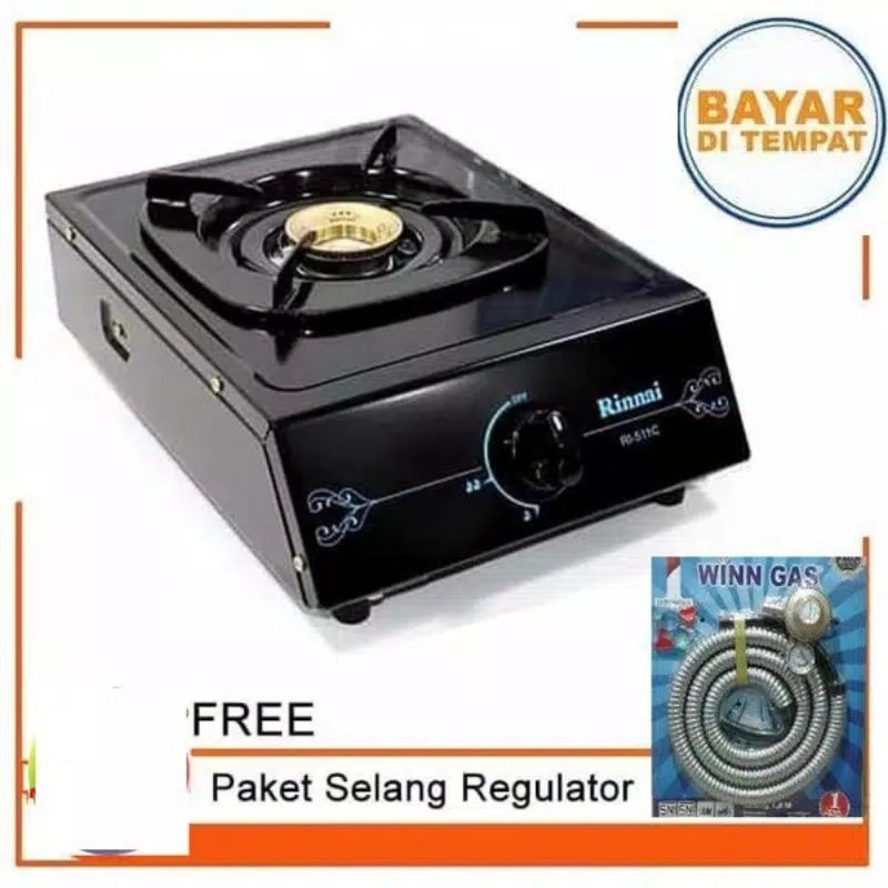 Paket Kompor Rinnai 1 Tungku RI-511C + Selang Paket Winn Gas