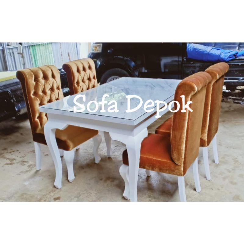 meja makan classic top hpl marmer sofa depok