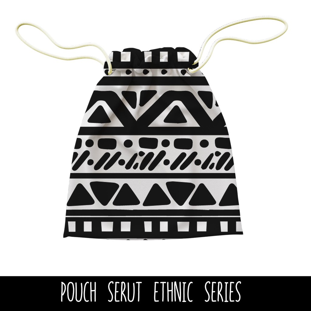 Full Print Pouch Serut Ethnic Pattern Bisa Request Tulisan