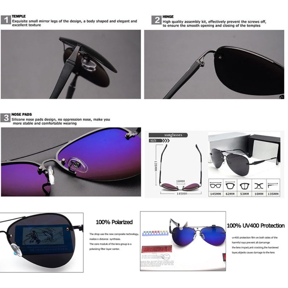 Kacamata Hitam Pria &amp; Wanita Sunglass Mewah Mercedez Benz Pilot Aviator Polaroid Anti UV Matahari