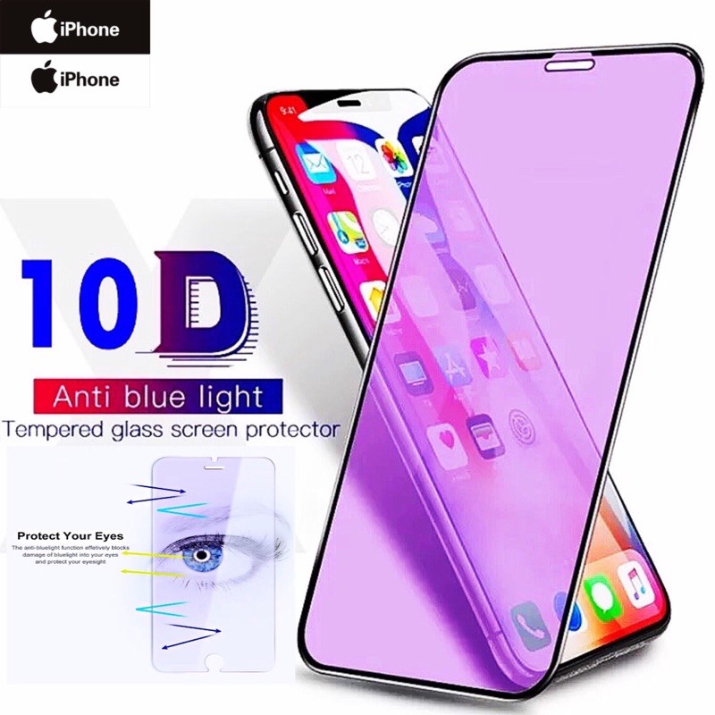 TEMPERED GLASS ANTI BLUELIGHT ANTI RADIASI 10D FULL COVER IPHONE 5/6/6+/7/7+/11/X/X MAX/XS MAX /XR