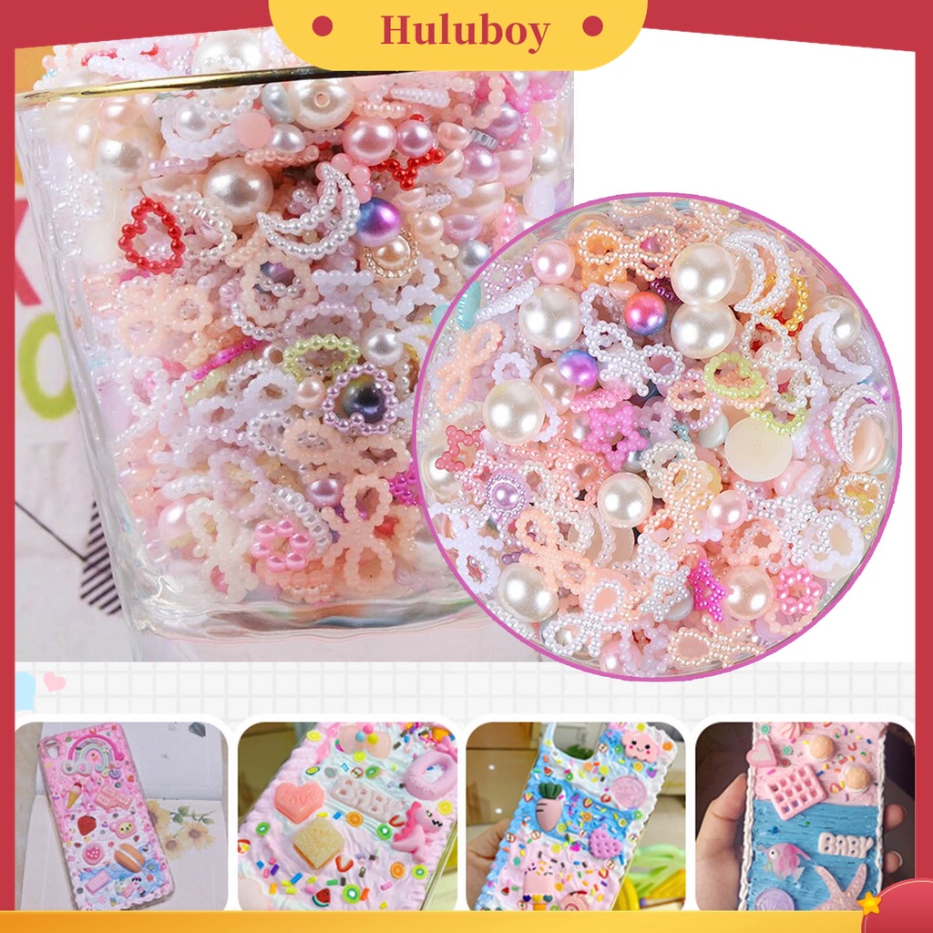 Huluboy Huluboy♡ 50g Mutiara Imitasi Bentuk Hati / Bintang Untuk Dekorasi Nail Art Charms