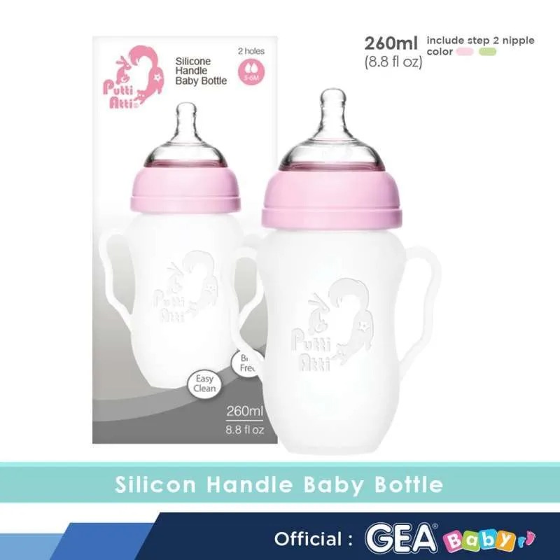 Putti Atti Silicone Handle Baby Bottle 260ml - Botol Susu Bayi Silikon Handle