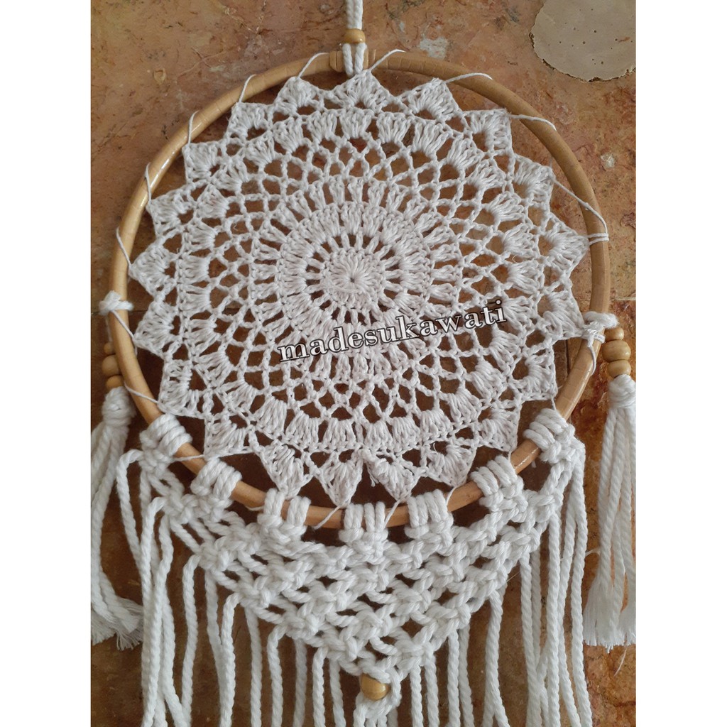 Dream catcher sulam rotan diameter 22cm panjang 78cm