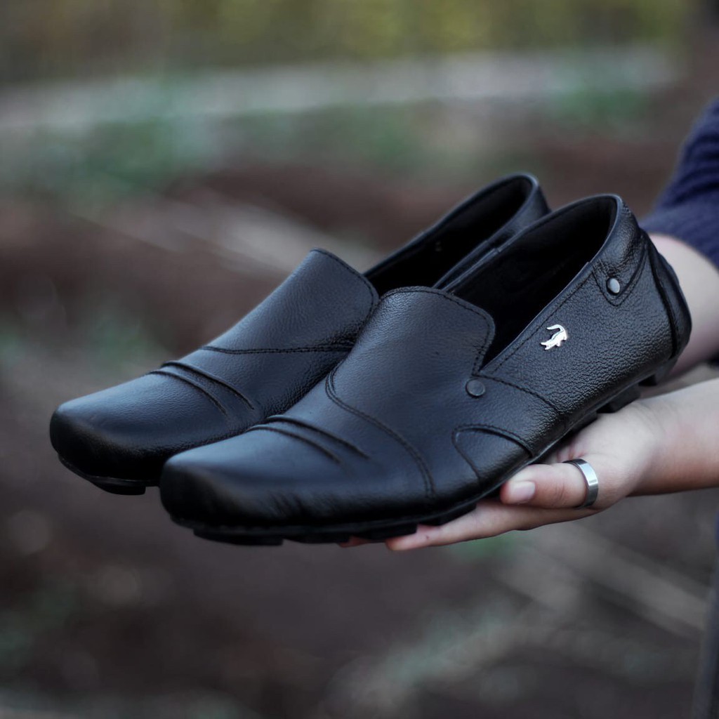 Sepatu Slip On Slop Pria Kulit Asli LACOSTE 04 Original Handmade Bandung