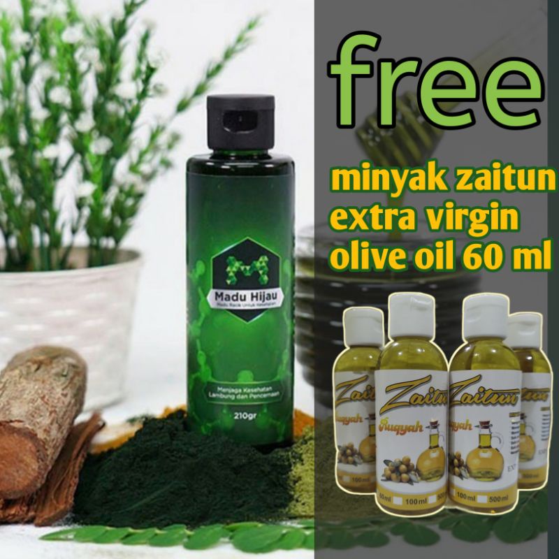 

100%Asli MADU HIJAU free zaitun extra virgin 60 ml Untuk Sakit Maag Asam Lambung Gerd Mual Kembung