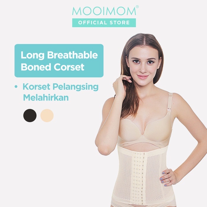 Korset Melahirkan | MOOIMOM Long Breathable Boned Corset - Korset Pelangsing Pasca Melahirkan