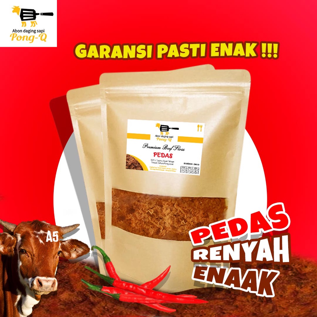 

Abon PongQ (PEDAS) 200Gr - Beef Floss Premium Quality 100% Daging Sapi Tanpa Lemak (COCOK UNTUK DIET)