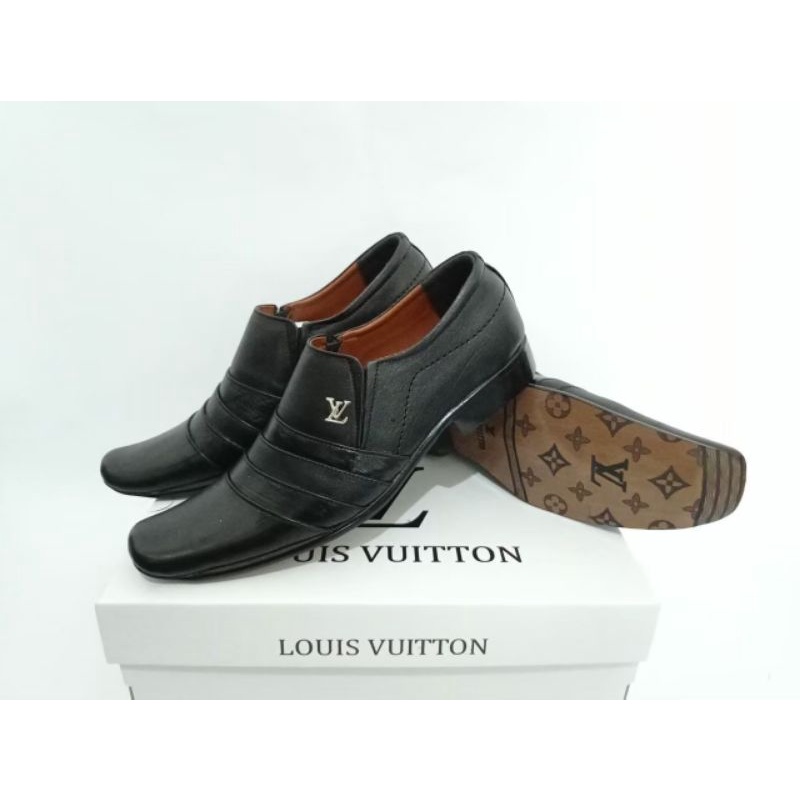 SAPATU OXFORD LV SEPATU PANTOFEL KULIT ASLI PRIA CASUAL - SEPATU KANTOR KASUAL - PANSUS HITAM LV ROME