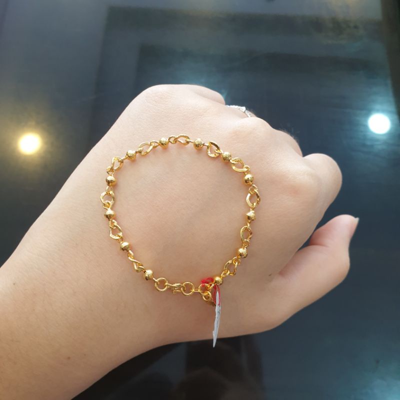 Gelang tangan bola - bola kombinasi mini emas asli kadar 300