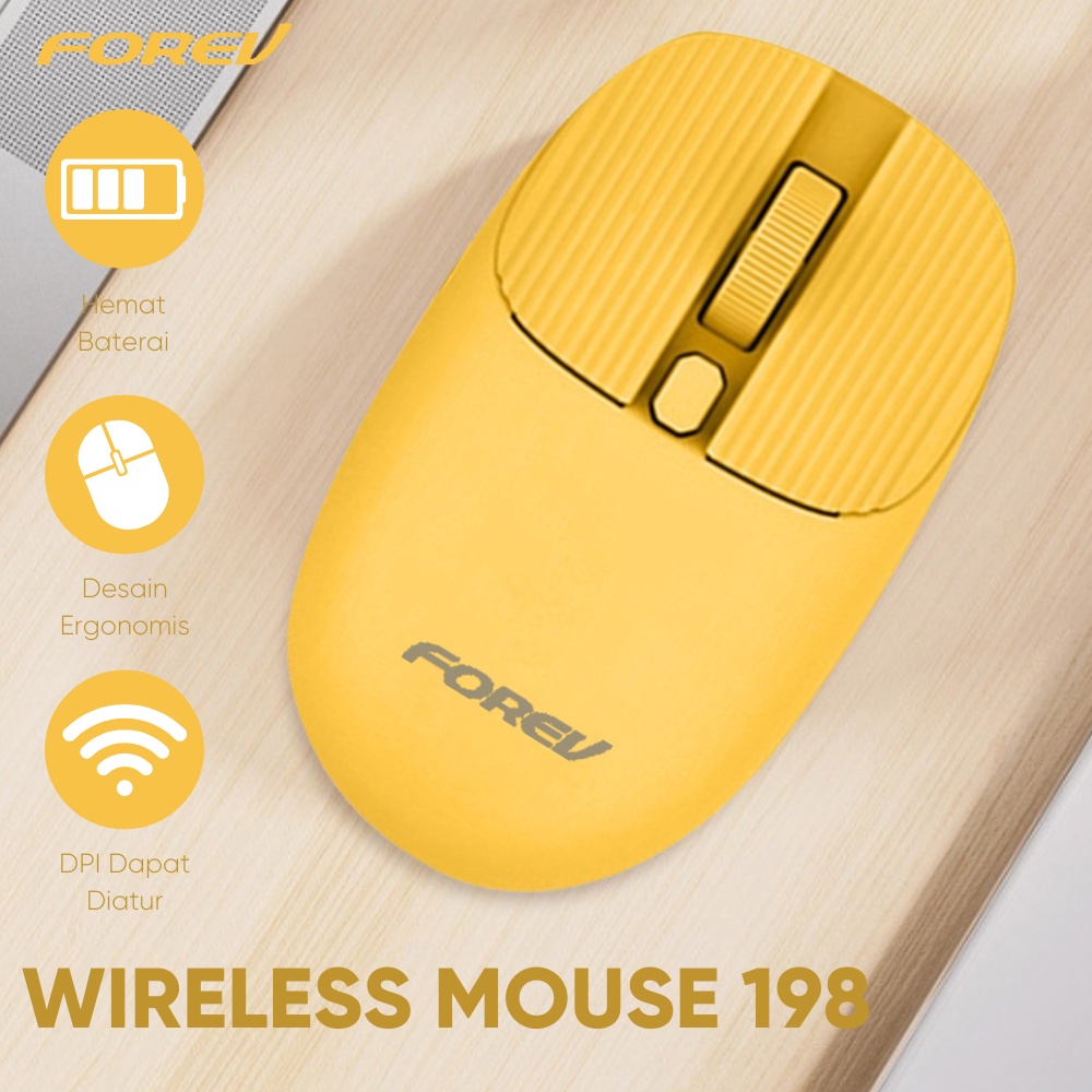 Mouse Wireless Forev FV-198 2.4G Ergonomic Gaming Up to 1600DPI Mouse Macaron