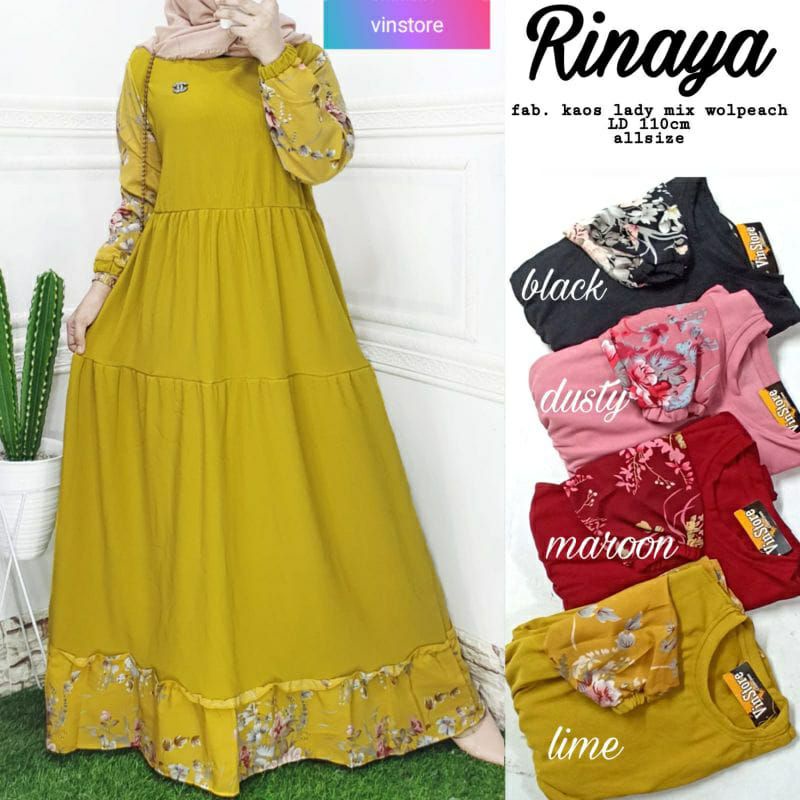 Rinaya Gamis Wanita / Gamis Wanita Rempel Bunga