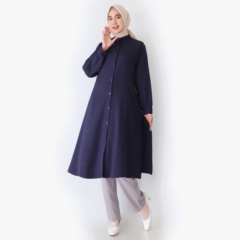 KEMEJA LONG TUNIK POLOS STANDART LD 106 BAHAN SHAKILA PREMIUM &amp; CRINKLE PANJANG WANITA