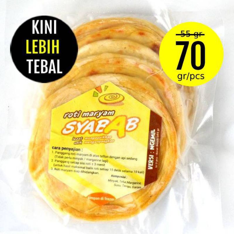 [LEBIH TEBAL]  Roti Maryam / Cane / Canai Syabab -  Original - Versi Ngemil - BEST SELLER - ISI 5