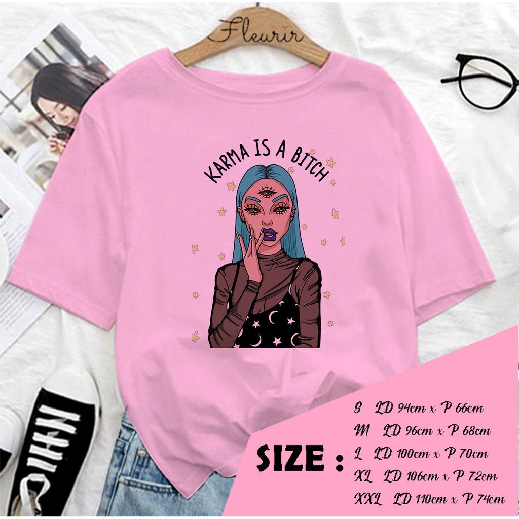 FLEURIR - KAOS OVERSIZE KARMA BICH KATUN KAOS WANITA DEWASA LENGAN PENDEK TEE UNISEX JUMBO