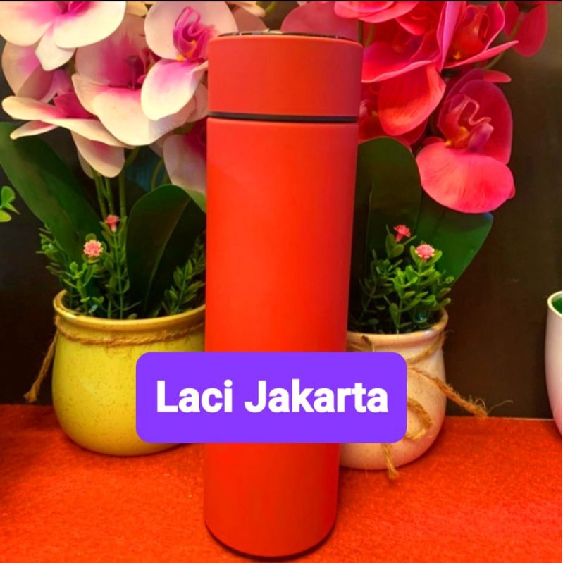 tumbler LED termos suhu 500ml termos panas botol tahan dingin tumbler digital angka botol minum-Red