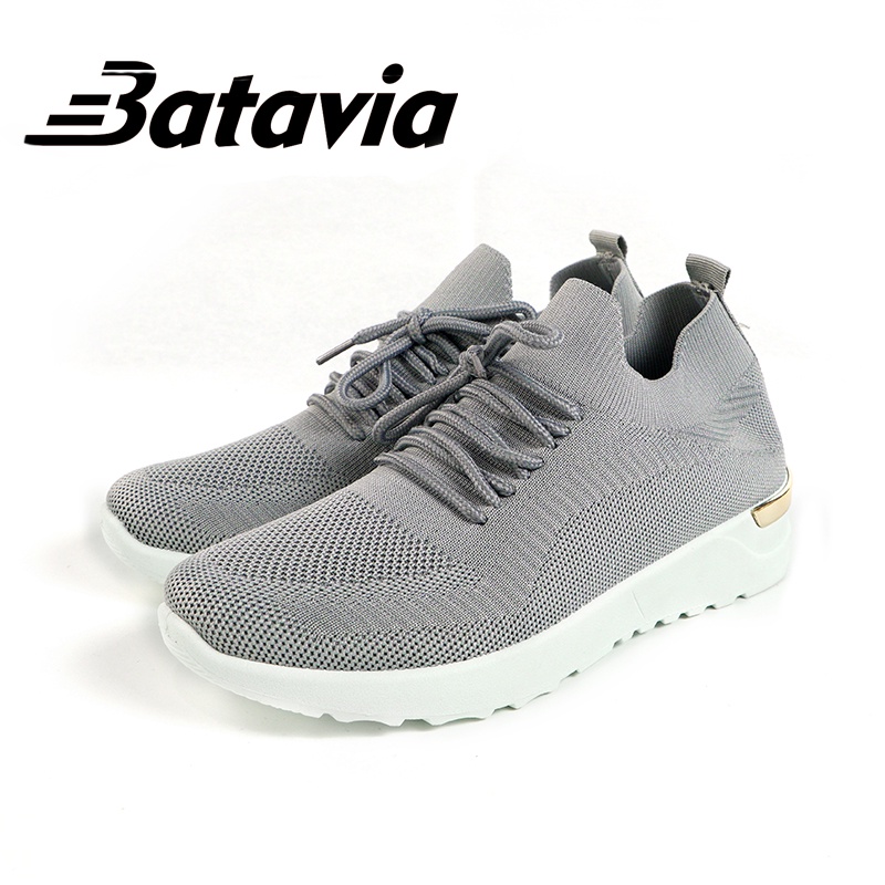 2022 baru impor  sepatu  wanita olahraga rajut premium bernapas  bebas biaya kirim Batavia Shoes Fashion  Sport  Original Pink Hitam Grey Coffee kanvas sekolah korea  Onlinemall A112 A19 A2-A19 Gray