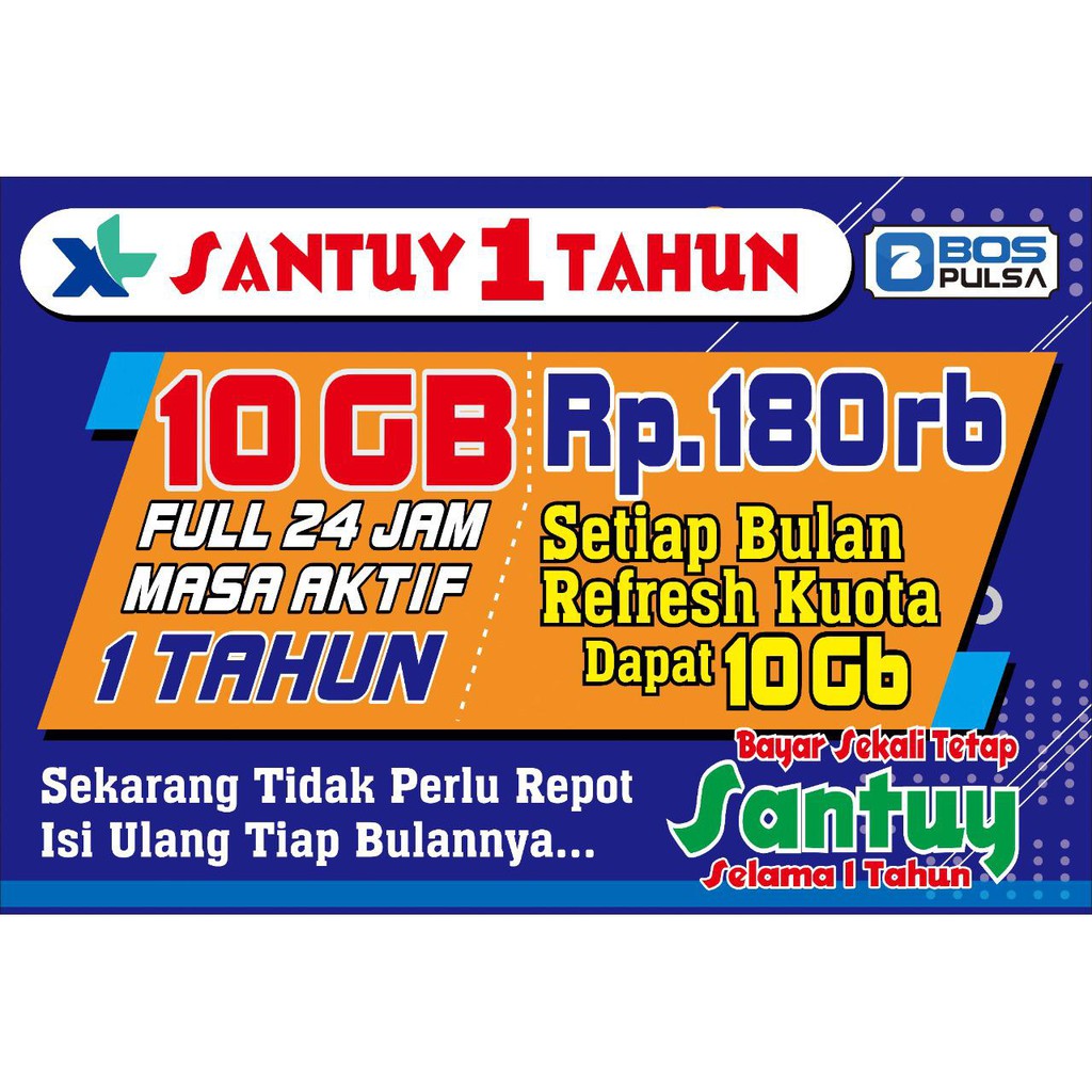 Perdana Xl Kuota 10gb Per Bulan Selama 1 Tahun Full 24 Jam Shopee Indonesia