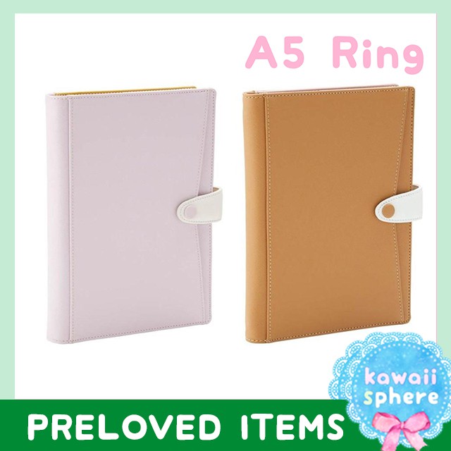 

Decona Leather Ring Binder 6 Hole A5 | Belt Type | Ring Planner Pastel Japan Preloved