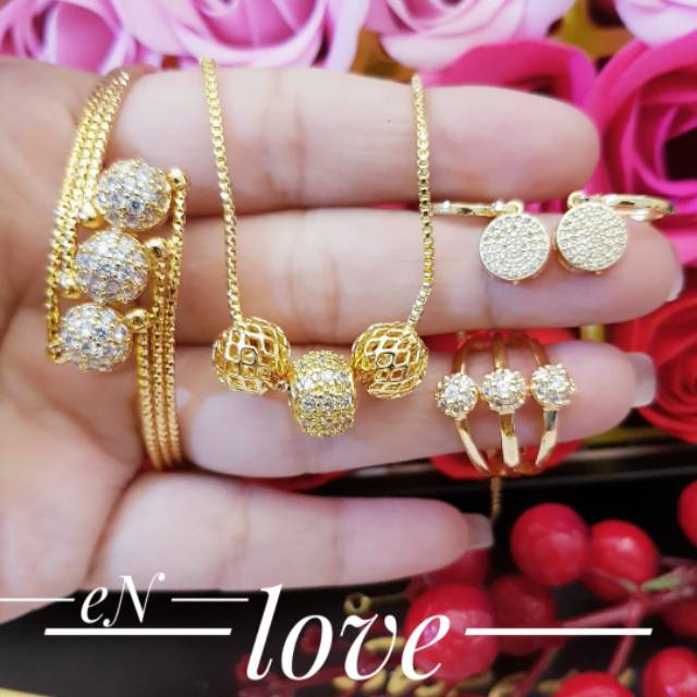 Xuping set perhiasan lapis emas 24k 2502f