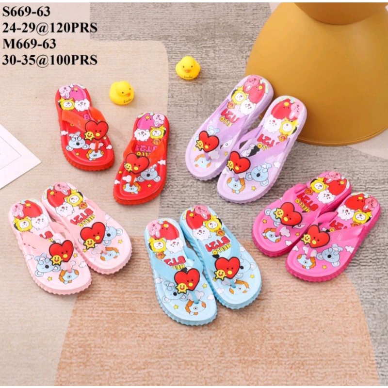 Sandal Jepit Anak Perempuan Motif BTS Import /Sandal Jepit Anak Karakter BT21 669
