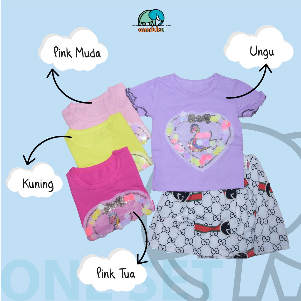 ANAKKU - Setelan Rok Anak Motif Gucci Premium Import