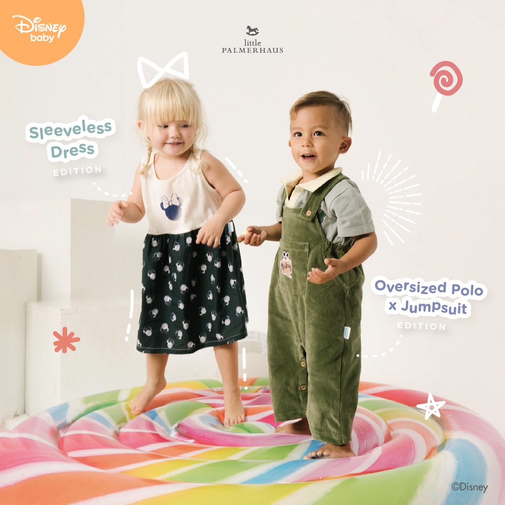 PROMO 7.7 PROMO BAJU LEBARAN LITTLE PALMERHAUS DISNEYJOLLY MICKEY JUMPSUIT BAJU ANAK OVERAL JUMPSUIT ANAK 0 - 3 TAHUN