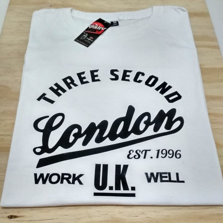 3SECOND KAOS 3SECOND THREE SECOND CUSTOM LENGAN PENDEK PUTIH TSHIRT ATASAN PRIA WANITA