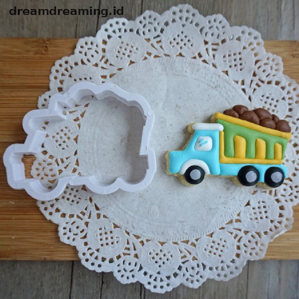 (Dreamdreaming.Id) 8pcs / Set Cetakan Kue / Biskuit / Pastry Bentuk Mobil / Truk Diy