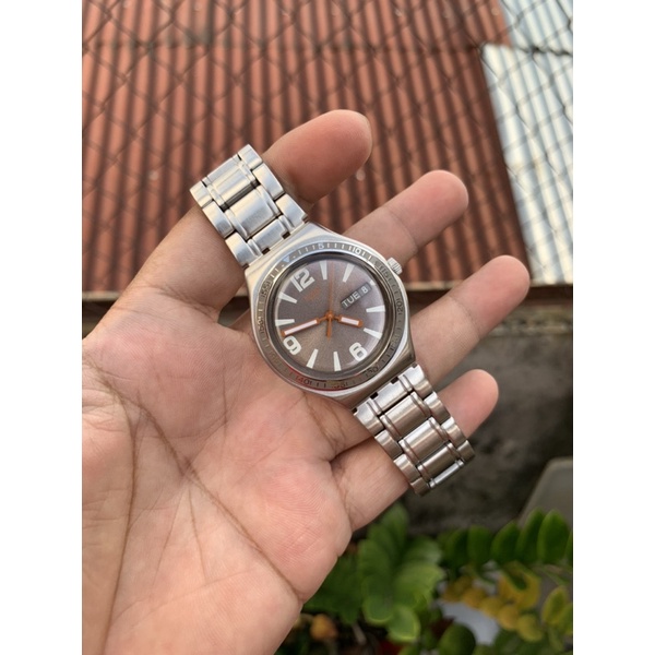Jam Tangan Pria Swatch Irony Quartz Original Mulus Stainless Steel
