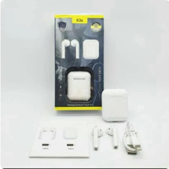 Headset Bluetooth K3s 5.0 Wireless Earbuds Touch 5.0 Earphone K3S-Putih