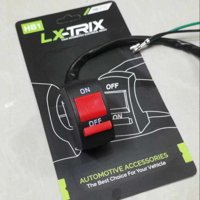 saklar switch tombol pencetan on off lampu led bohlam klakson hazard  universal motor di stang