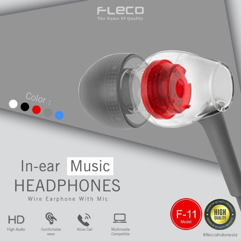 Headset Fleco F-11 in-ear Music Wire Earphone Whith Mic