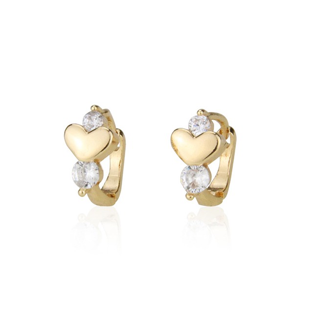 LRC Anting Tusuk Fashion Gold-plated White Zirconium Studded Heart Stud Earrings With Diamonds K0980