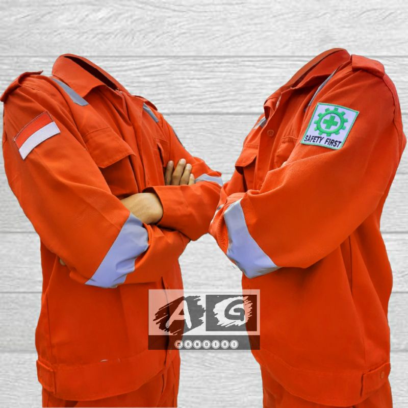 Wearpack CoverAll Safety Setelan/Baju dan celana kerja/Wearpack Kerja + Bordir K3 + BENDERA