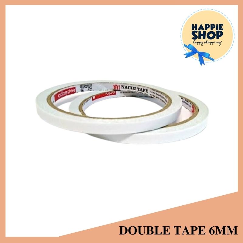 Double Tape 6mm Nachi Lakban Selotip Kecil Plakban Isolasi 6mm Solasi 1/4 Inchi Stationery Murah